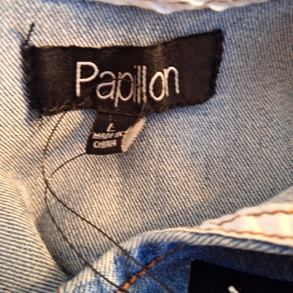 NWT Papillon Blanc Blue Denim Midi Zipper Dress Size Large Cowgirl Country - Picture 3 of 4